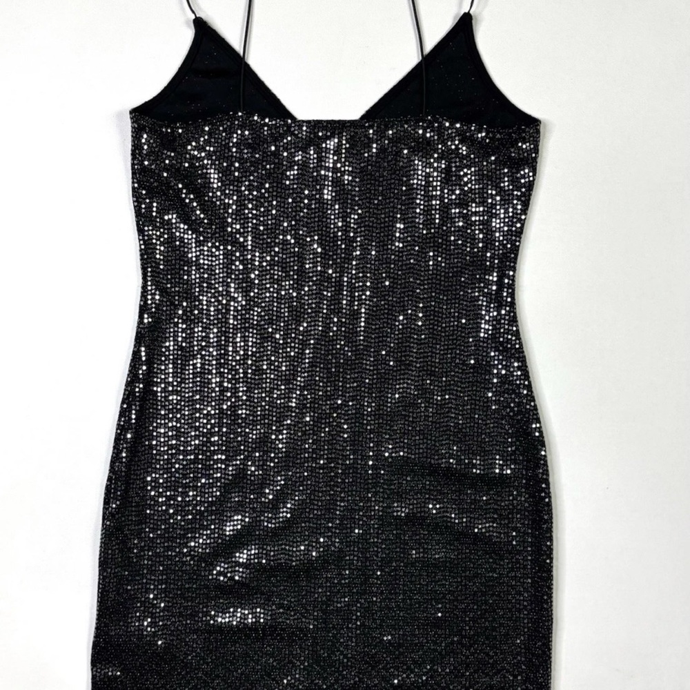 H&M Divided Dress Women’s Small Sequin Black Silver Mini Evening - Picture 8 of 8